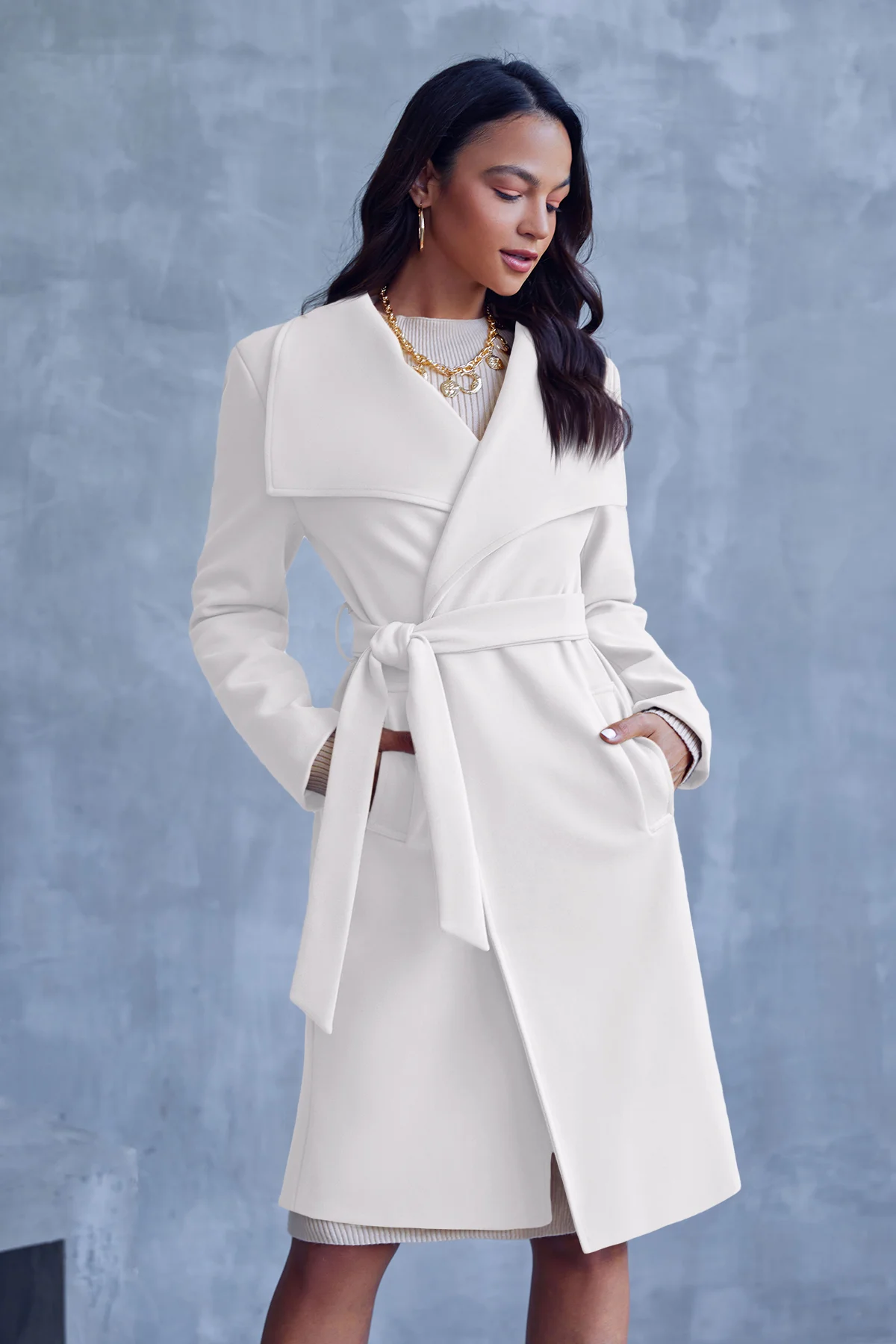 Cicy Bell Womens White Pea Coat