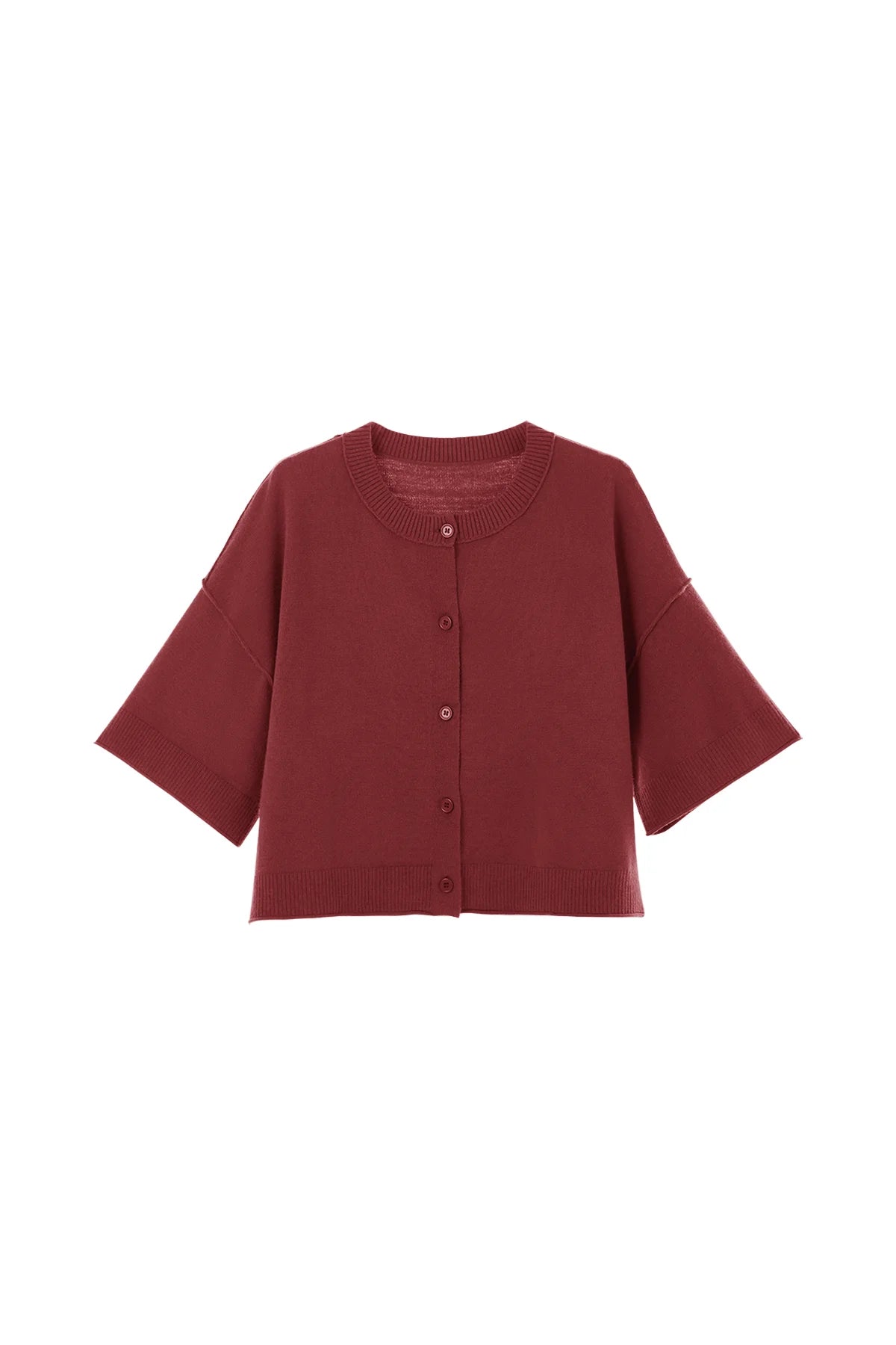 Cicy Bell Womens Wine Red Cardigan Tops
