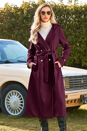 Cicy Bell Womens Wine Red Long Hooded Coat