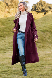 Cicy Bell Womens Wine Red Long Hooded Coat