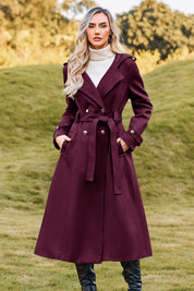 Cicy Bell Womens Wine Red Long Hooded Coat