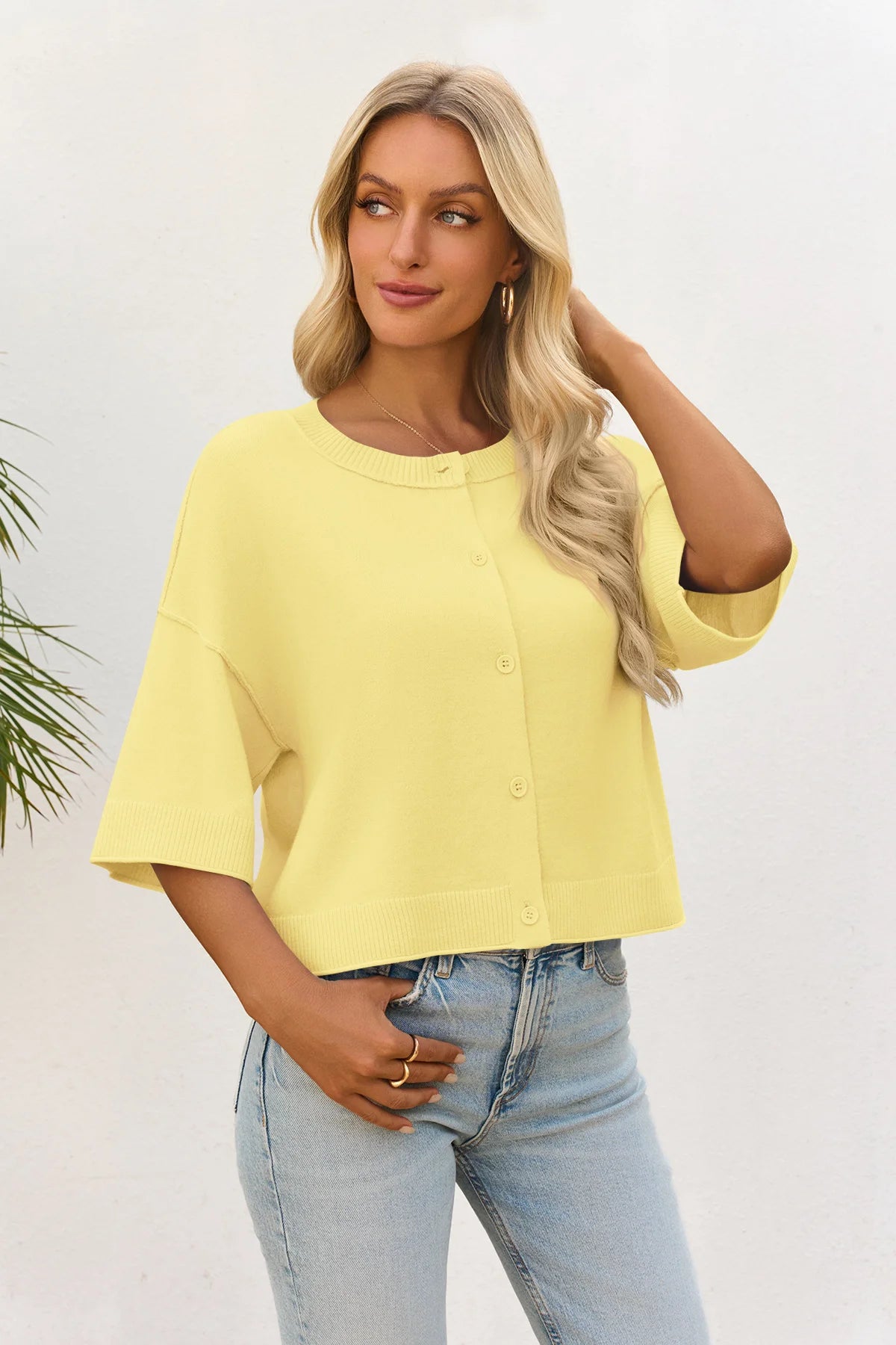 Cicy Bell Womens Yellow Cardigan Tops