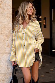 Cicy Bell Womens Yellow Striped Shirts