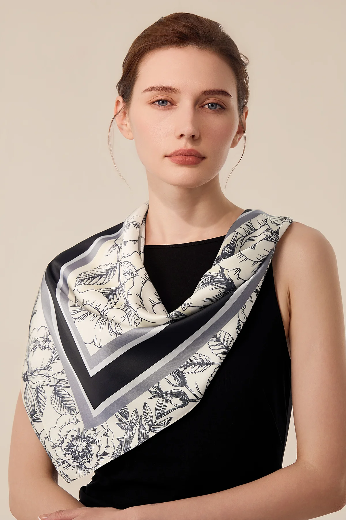 Cicy Bell Womens Floral Silk Head Scarf