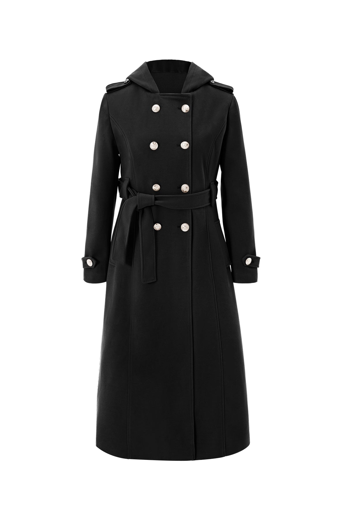 Cicy Bell Womens Black Long Hooded Coat