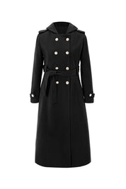 Cicy Bell Womens Black Long Hooded Coat
