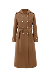 Cicy Bell Womens Brown Long Hooded Coat
