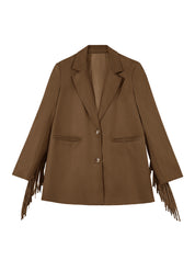 Cicy Bell Womens Dark Brown Fringe Jacket