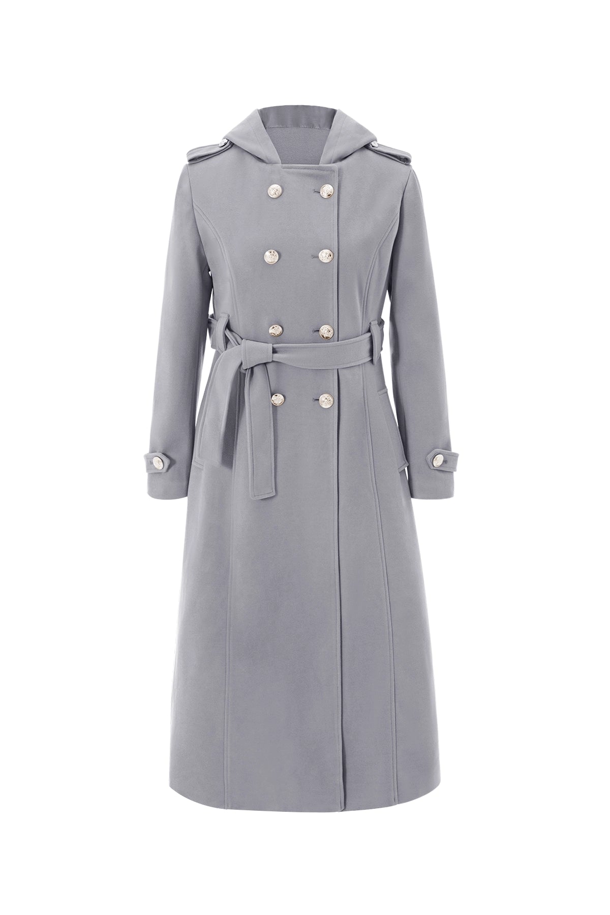 Cicy Bell Womens Grey Long Hooded Coat