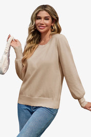 Cicy Bell Womens Khaki Pullover Tops
