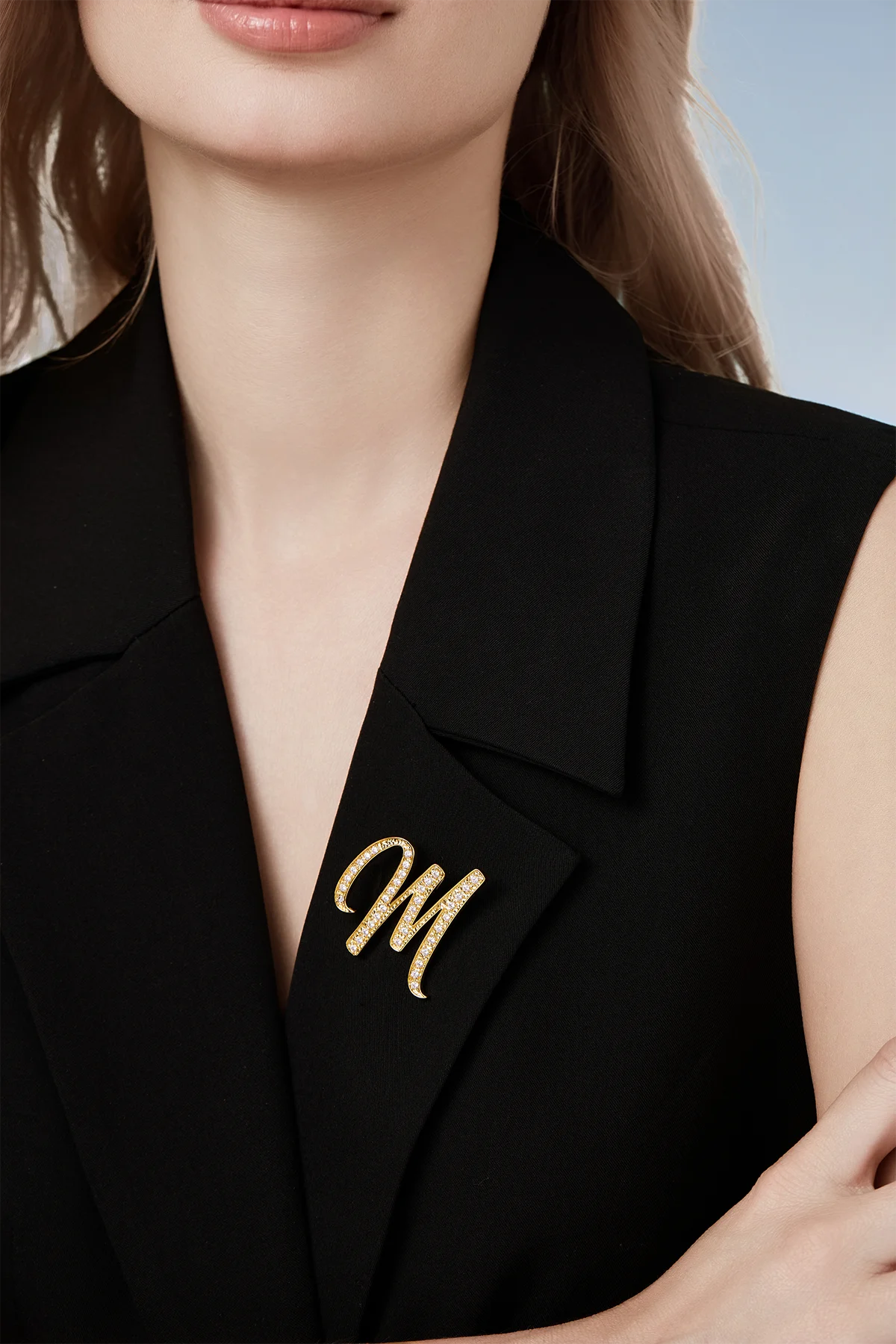 Cicy Bell Womens Letter M Gold Brooch Pins