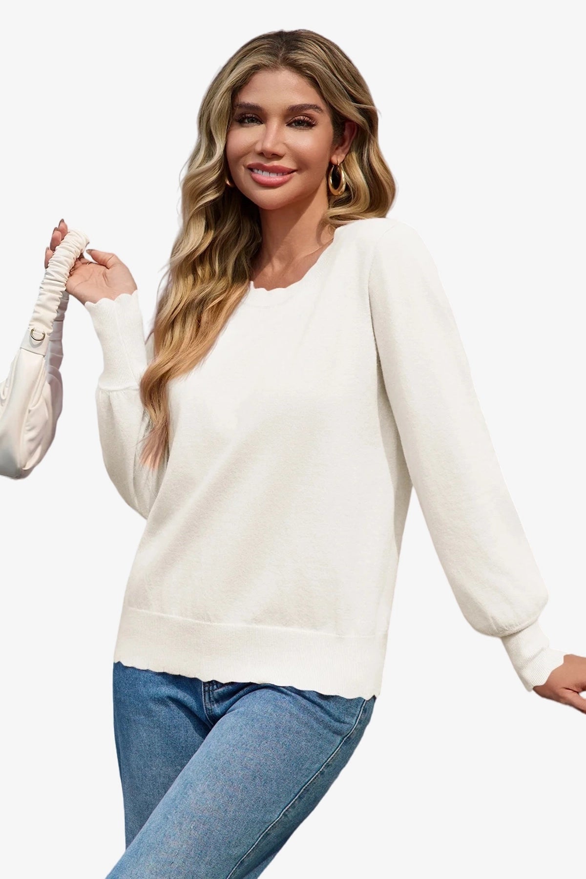 Cicy Bell Womens White Pullover Tops