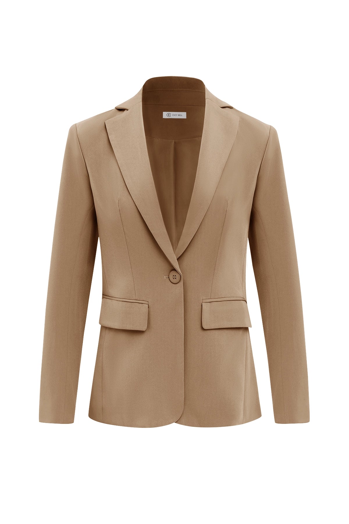 Cicy Bell Womens Dark Khaki Casual Work Blazers