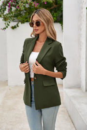 Cicy Bell Womens Dark Green Button Knit Blazer