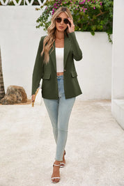 Cicy Bell Womens Dark Green Button Knit Blazer