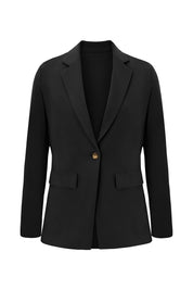 Cicy Bell Womens Black Button Knit Blazer