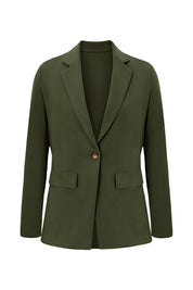 Cicy Bell Womens Dark Green Button Knit Blazer