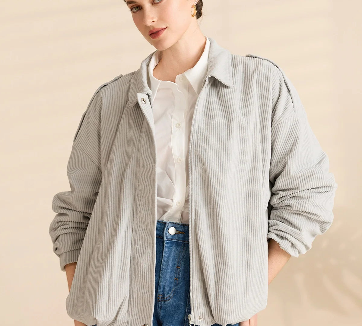 How to Style a Gray Corduroy Jacket for Work: 6 Business Casual Outfit Ideas