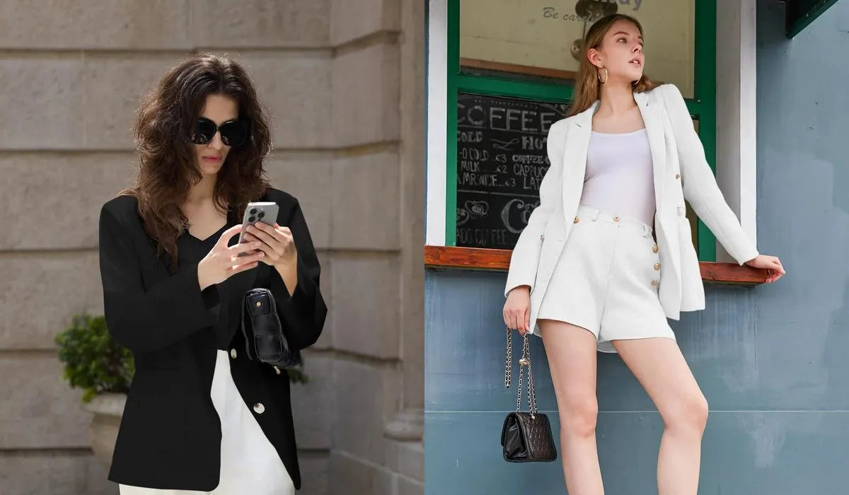The two women wore cicybell's white and black blazers respectively.