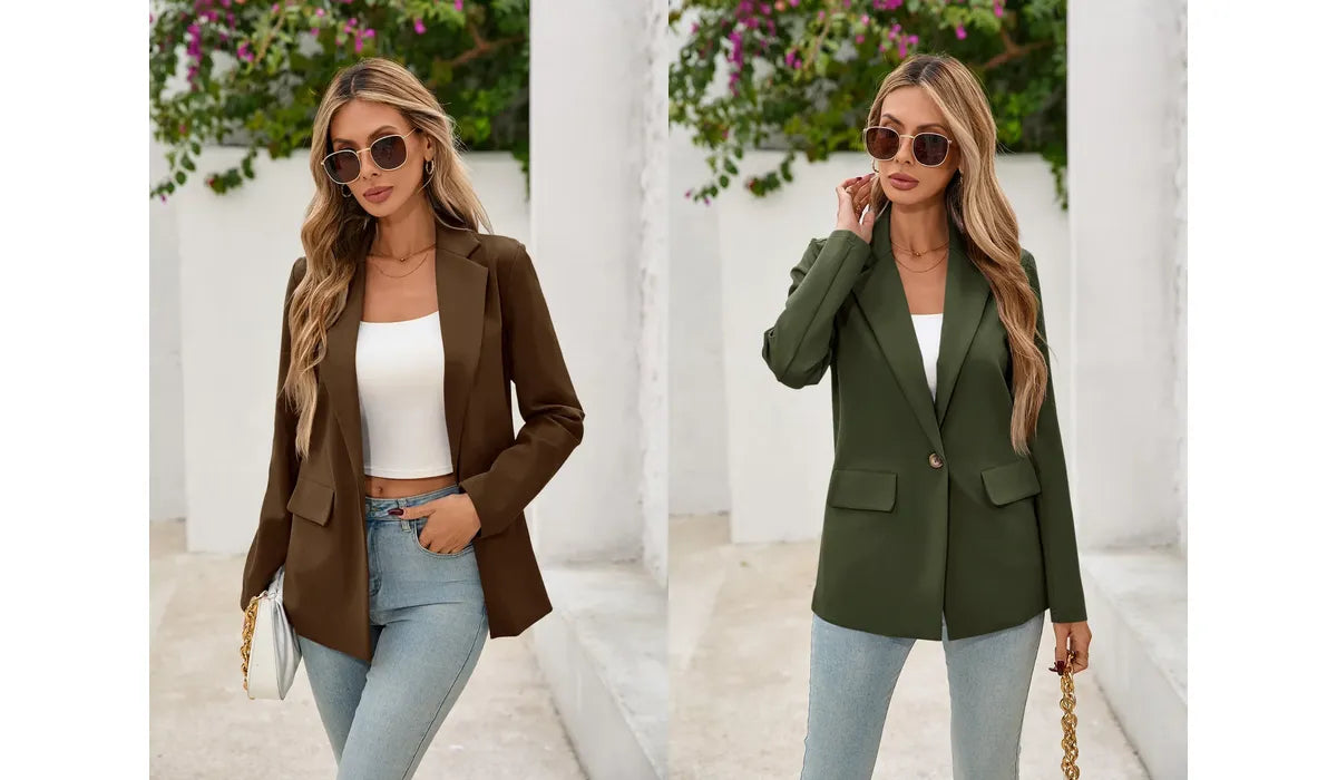 Woman goes out wearing cicybell dark blazer