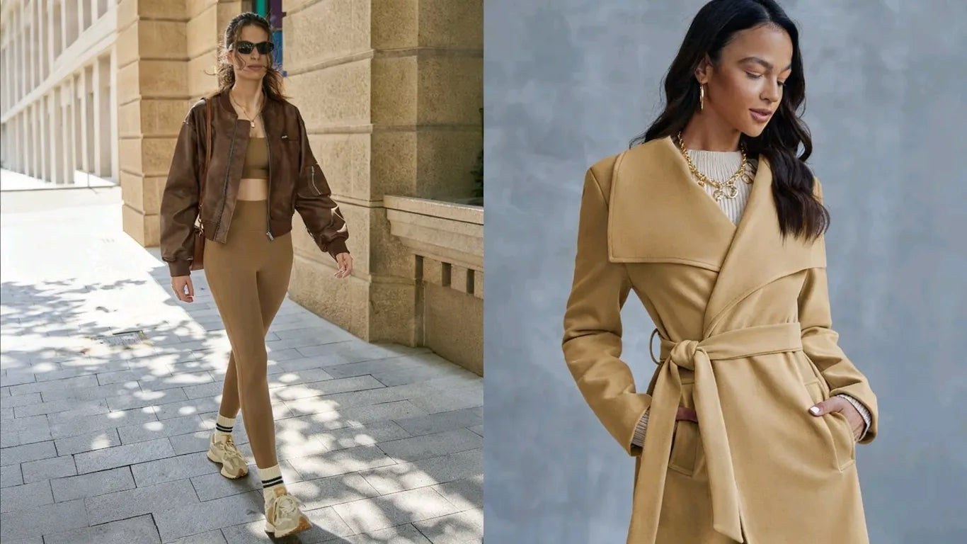 Woman wearing cicybell jacket and coat out shopping
