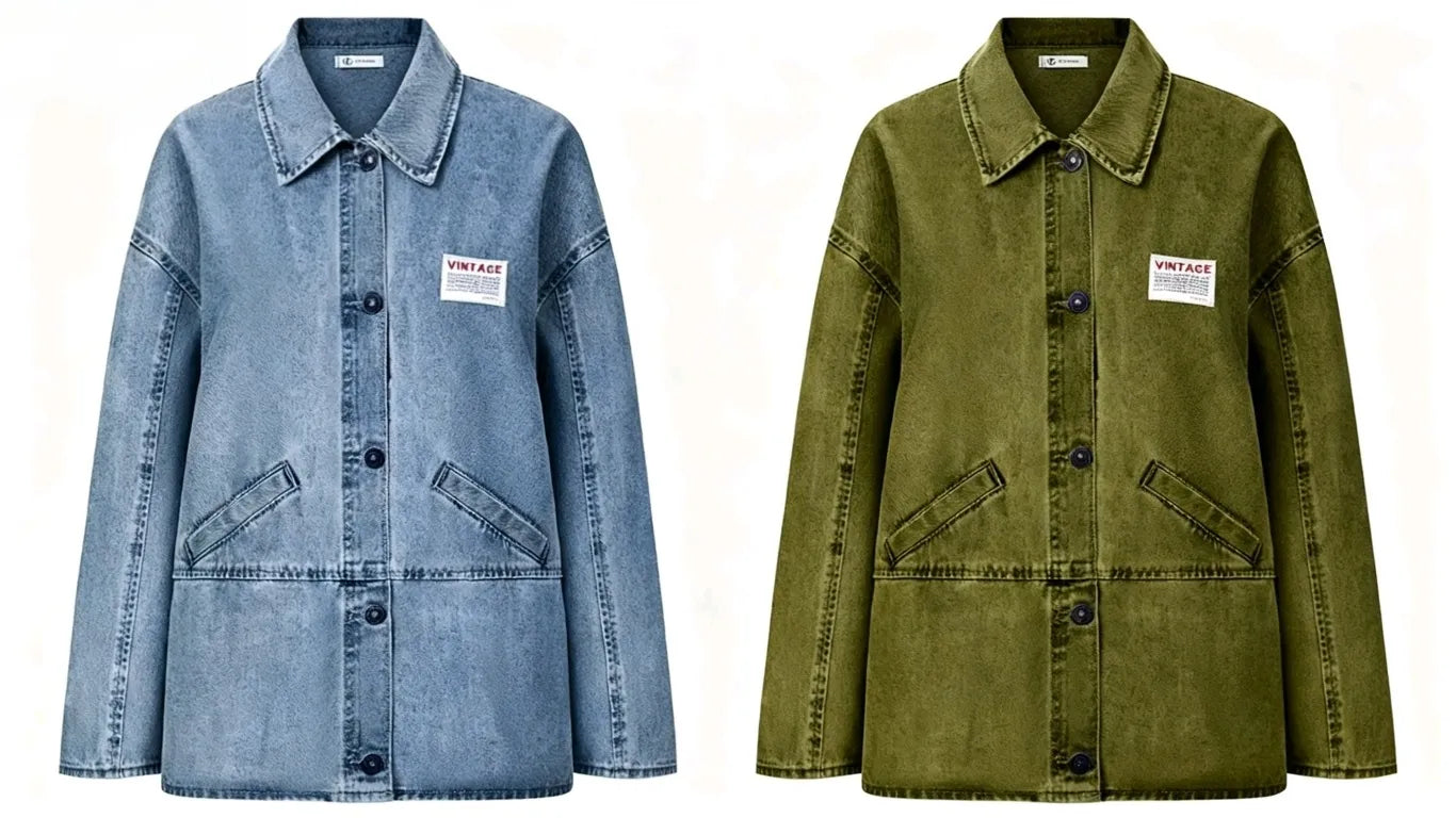 Cicybell blue and brown denim jacket front view