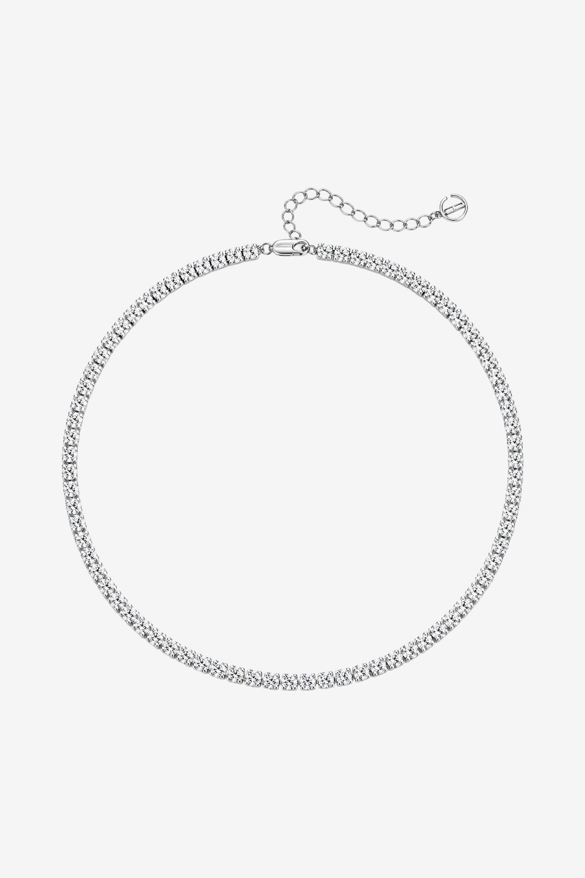 Womens White Gold Cubic Zirconia Tennis Necklace | CicyBell
