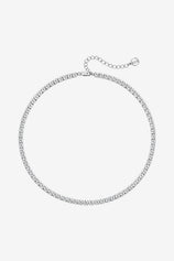 Womens White Gold Cubic Zirconia Tennis Necklace | CicyBell