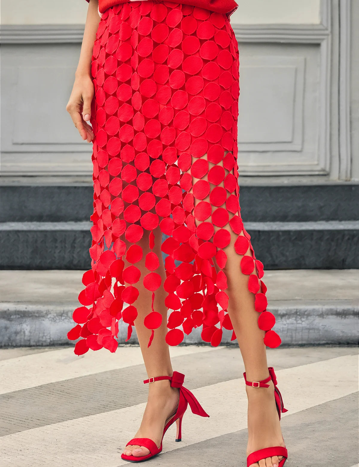 Cicy Bell Womens Red Hollow Out Maxi Skirts 3