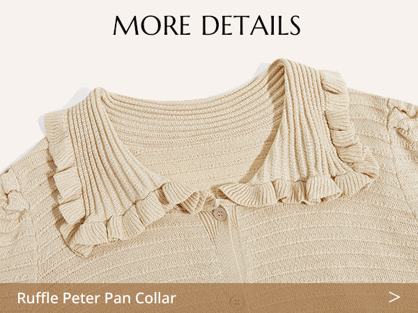 Cicy Bell Apricot Ruffle Peter Pan Collar Cardigan Sweater