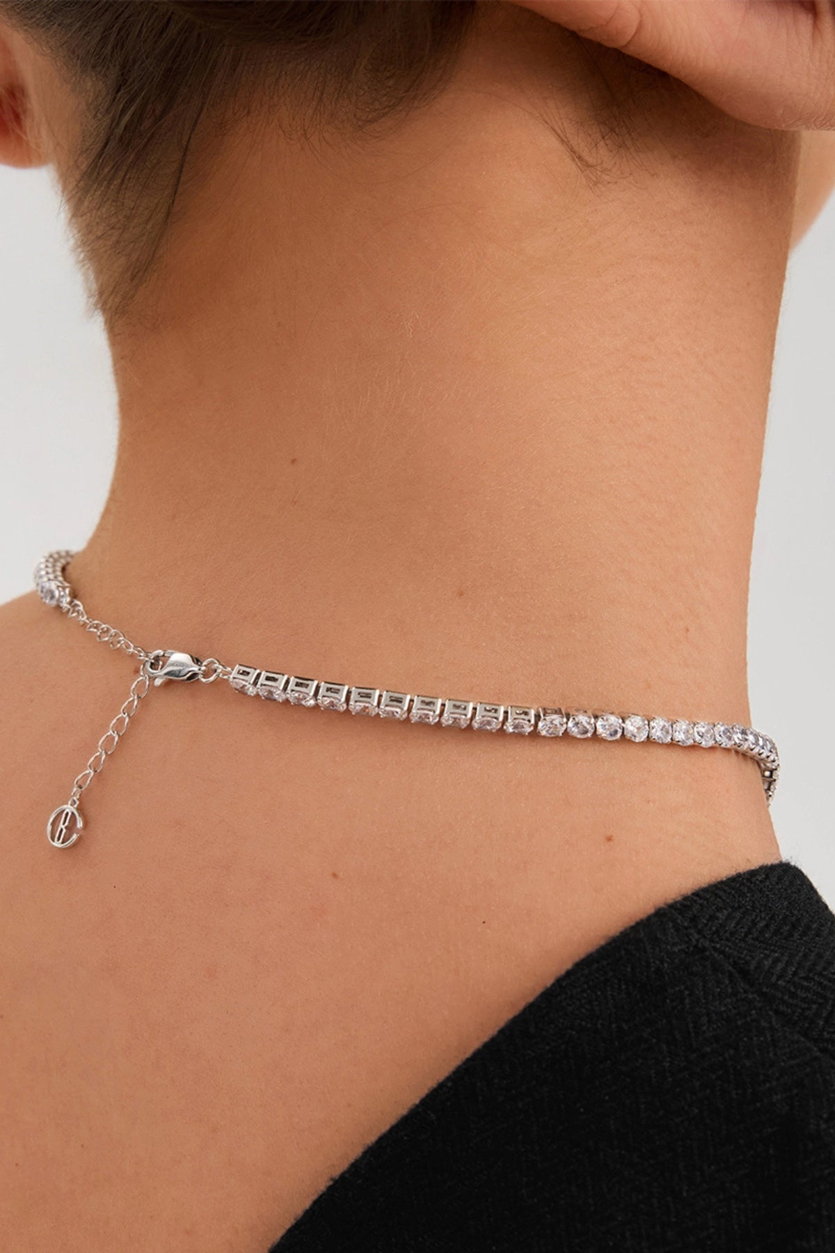Womens White Gold Cubic Zirconia Tennis Necklace | CicyBell
