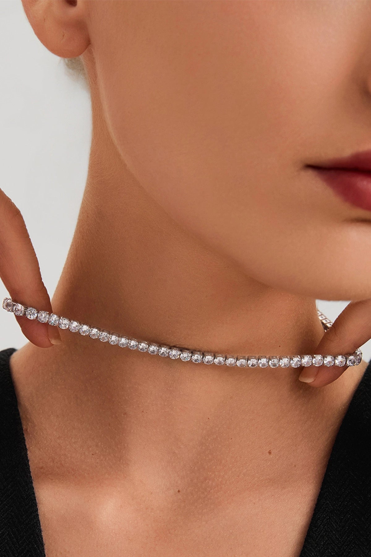 Womens White Gold Cubic Zirconia Tennis Necklace | CicyBell