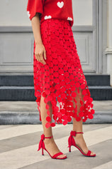 Cicy Bell Womens Red Hollow Out Maxi Skirts