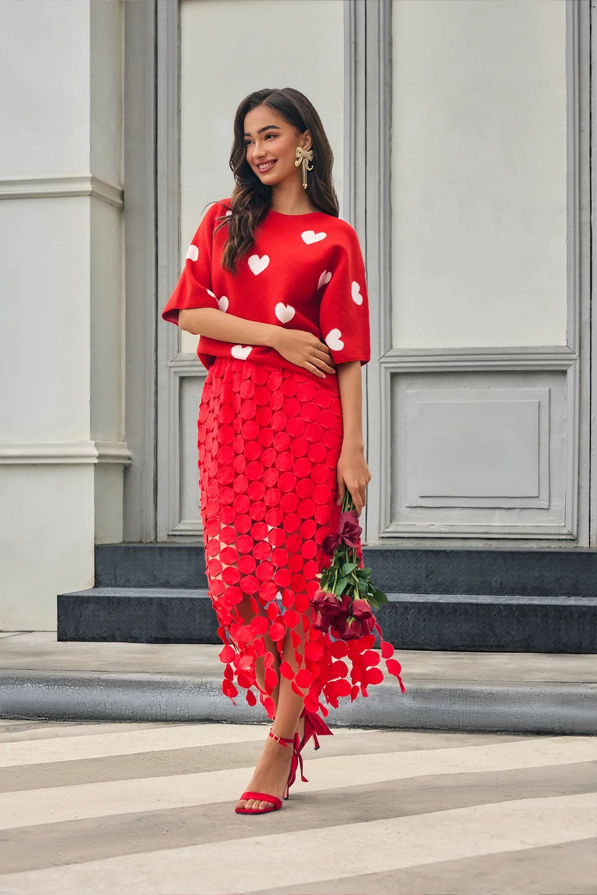 Cicy Bell Womens Red Hollow Out Maxi Skirts 2