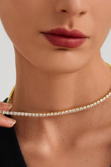 Womens Gold Cubic Zirconia Tennis Necklace | CicyBell