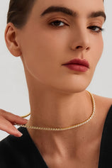 Womens Gold Cubic Zirconia Tennis Necklace | CicyBell