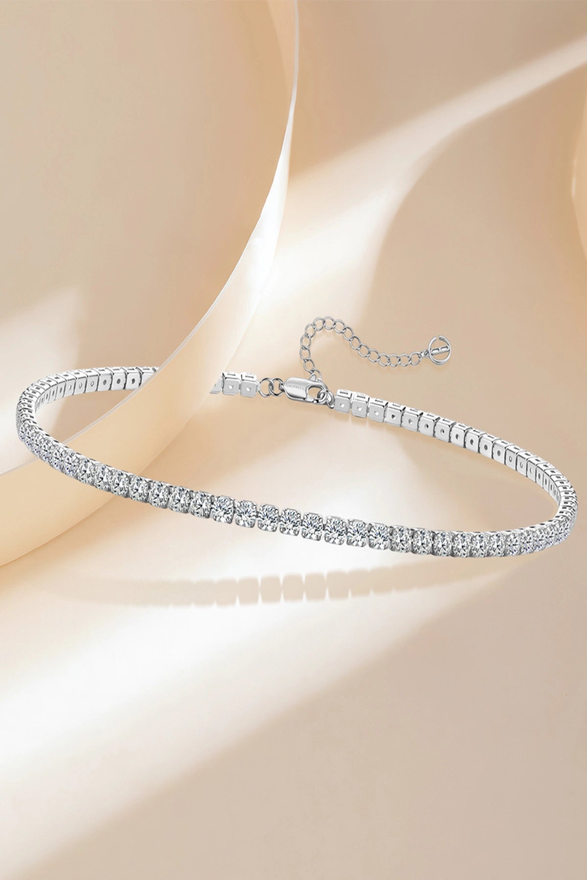 Womens White Gold Cubic Zirconia Tennis Necklace | CicyBell