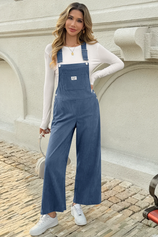 Cicy Bell Womens Blue Corduroy Bib Overalls