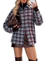 Womens Plaid Button Sleeve Collared Fall Blouses | Cicy Bell