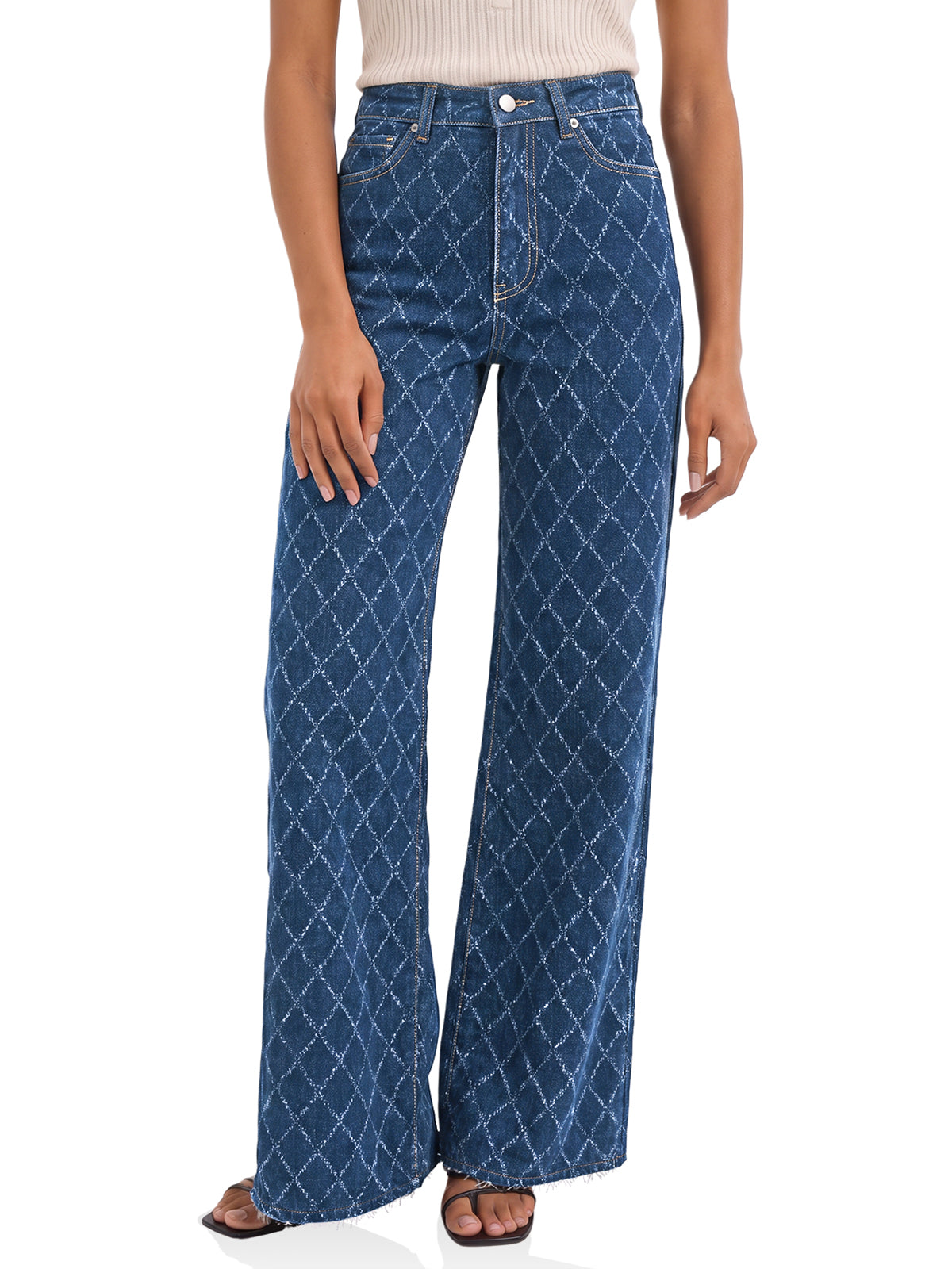 Womens Blue Wide Leg Jeans | CicyBell