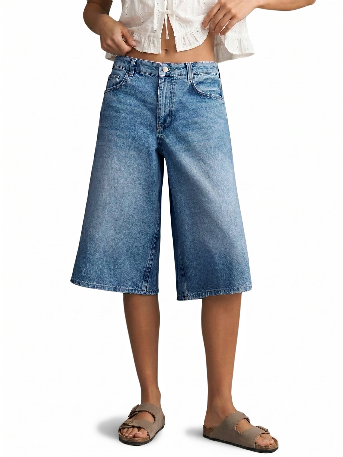 Womens Blue Baggy Bermuda Jeans Shorts | CicyBell