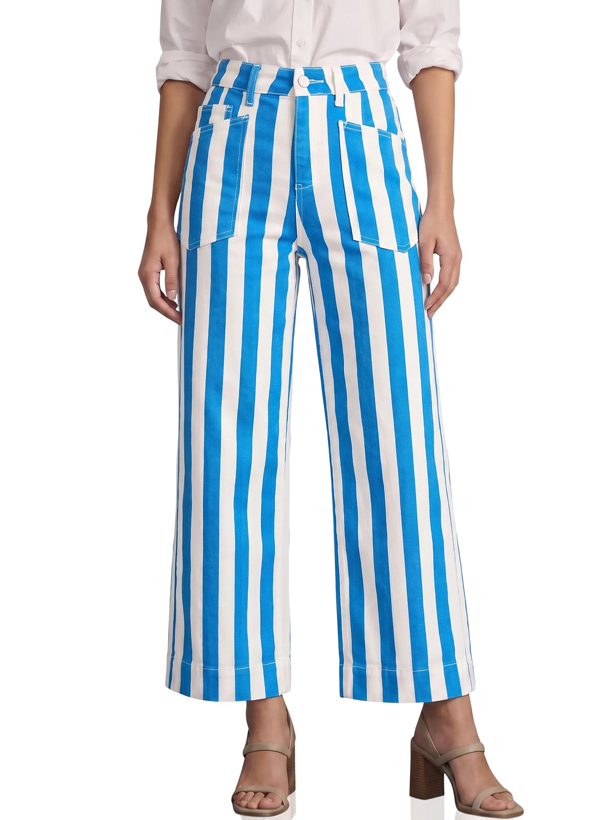 Womens Blue Cropped Wide Leg Jeans | CicyBell