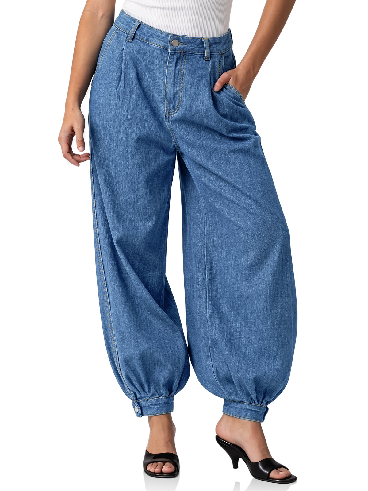 Womens Blue Striped Dress Pants | CicyBell