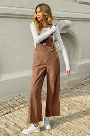 Cicy Bell Womens Brown Corduroy Bib Overalls