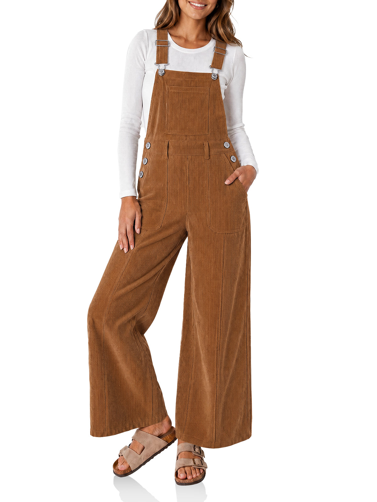 Womens Brown Corduroy Bib Overalls | CicyBell