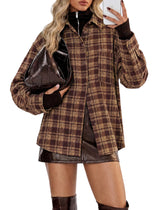 Womens Plaid Button Sleeve Collared Fall Blouses | Cicy Bell