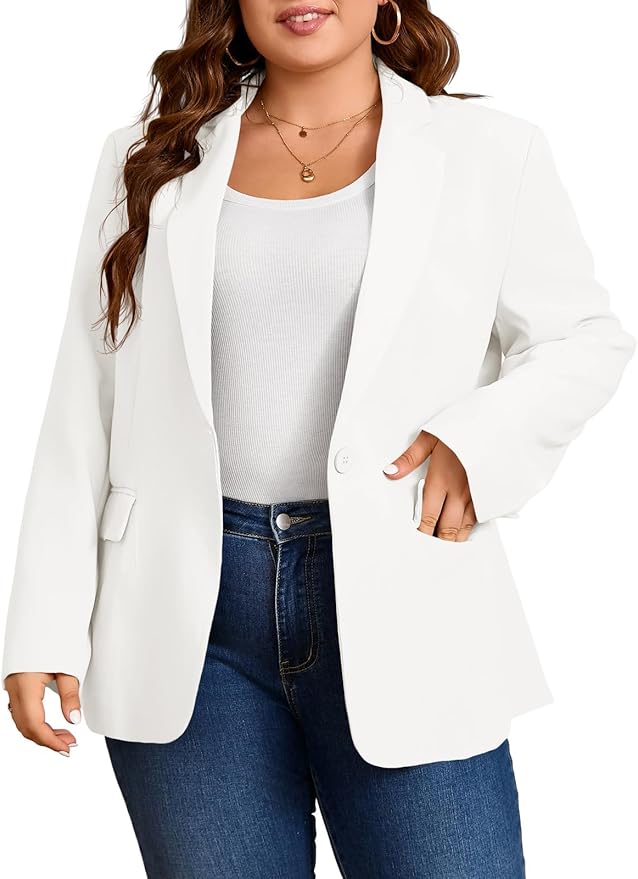 Womens White Plus Size Blazers | CicyBell