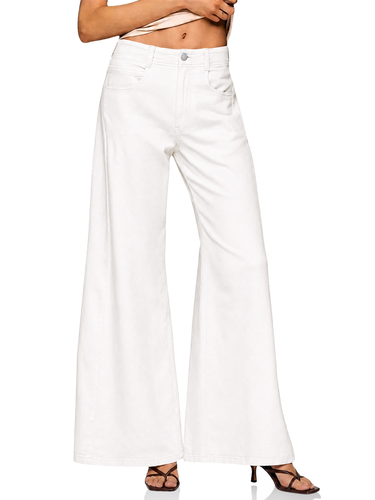 Womens White High Waisted Flared Jeans| CicyBell