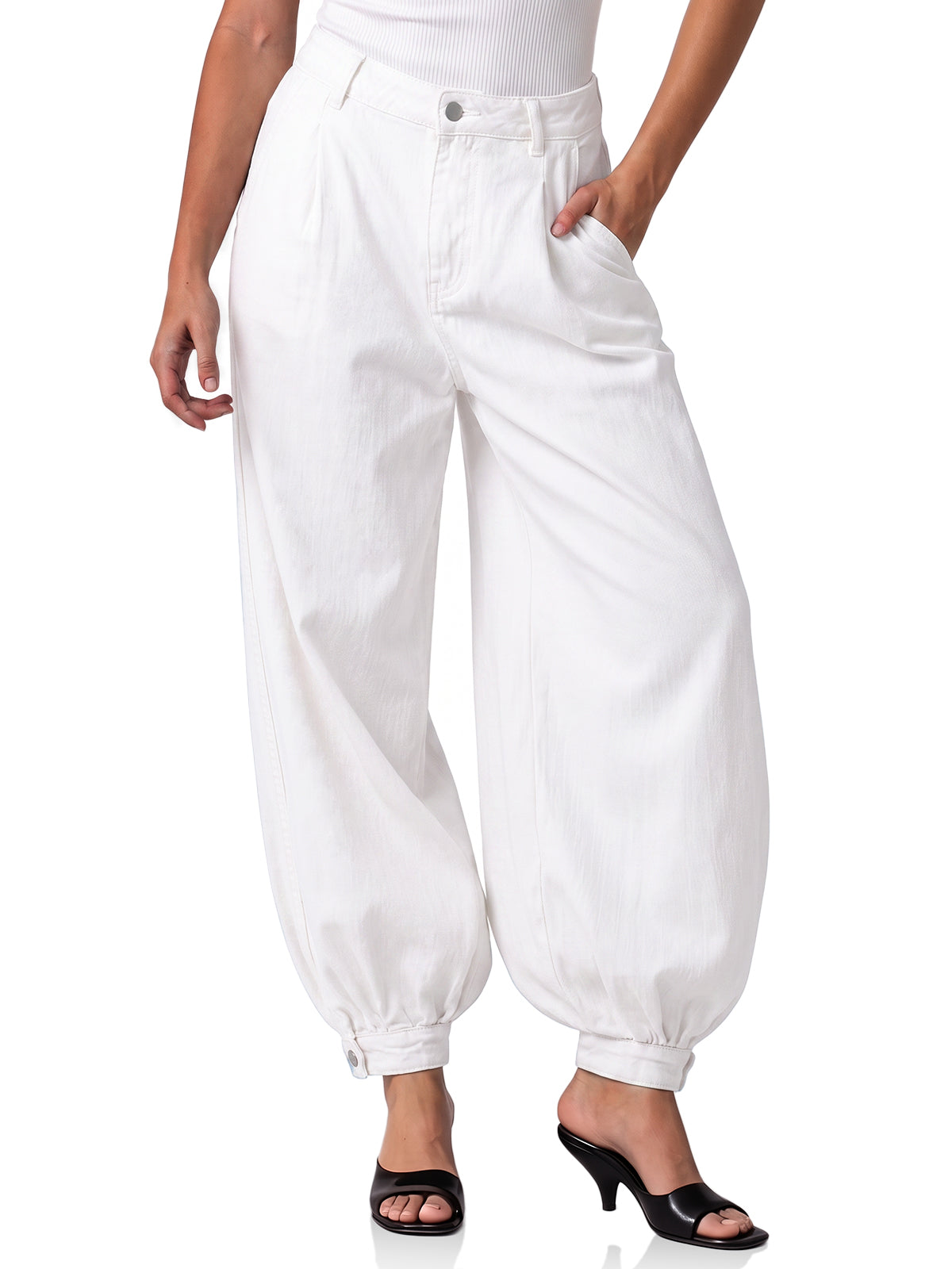 Womens White Striped Dress Pants | CicyBell