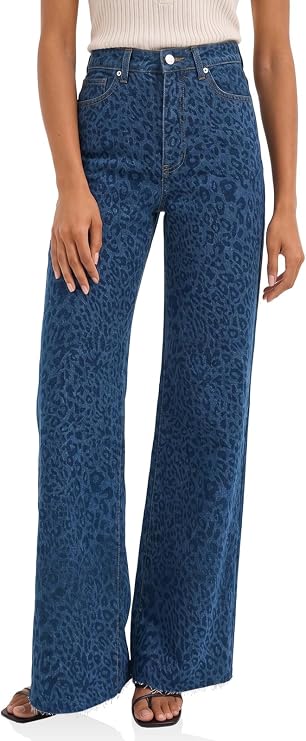 Womens Leopard Wide Leg Jeans | CicyBell